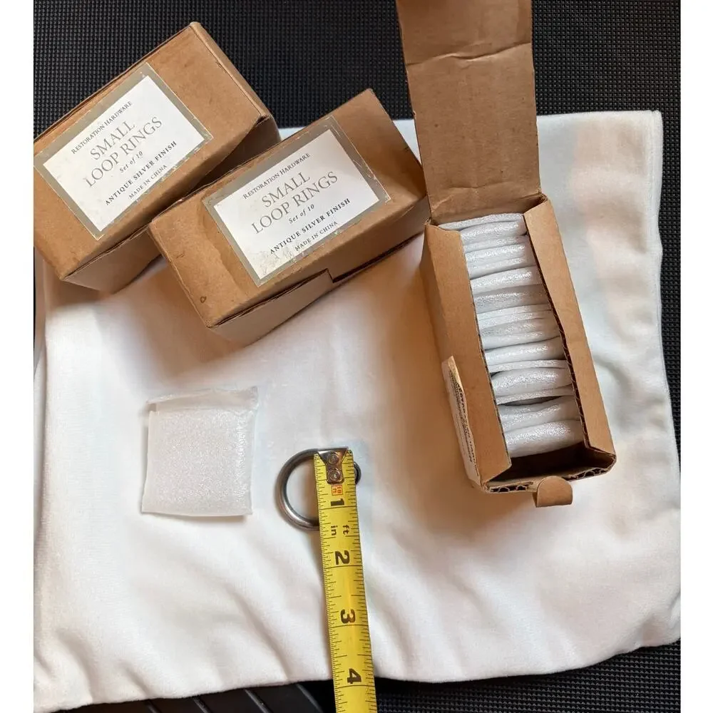 30 Restoration Hardware Small Loop Drapery Rings Antique Silver 3 Boxed NOS